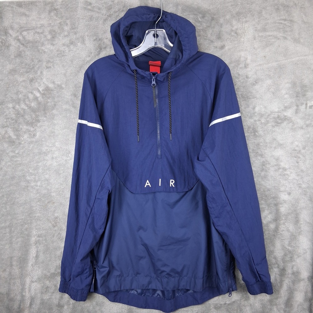 Nike Air Max 97 Half Zip Windbreaker Mens Medium Navy Blue Hooded Jacket